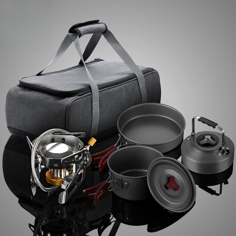 Outdoor Camping Kit - Portable Split Gas Stove Cookware Set