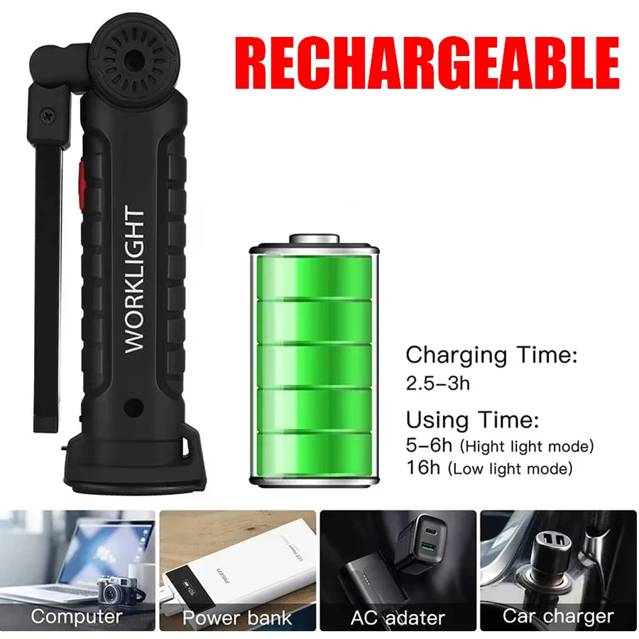 Rechargeable Magnetic Work Lig - đánh giá và giá Outdoor Camping Lampe