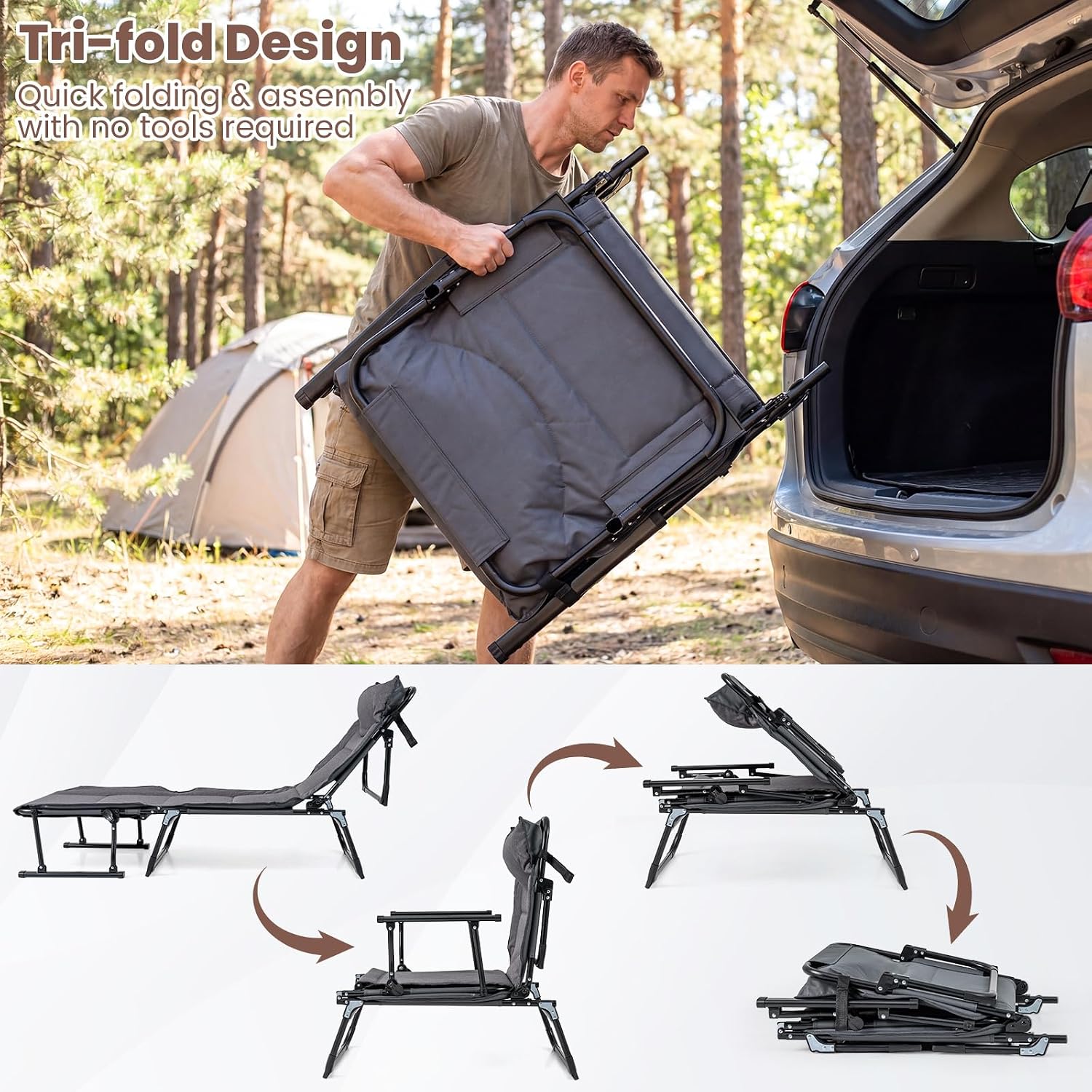 Folding Patio Lounge Chair Set - đánh giá và giá Outdoor Camping Recliner