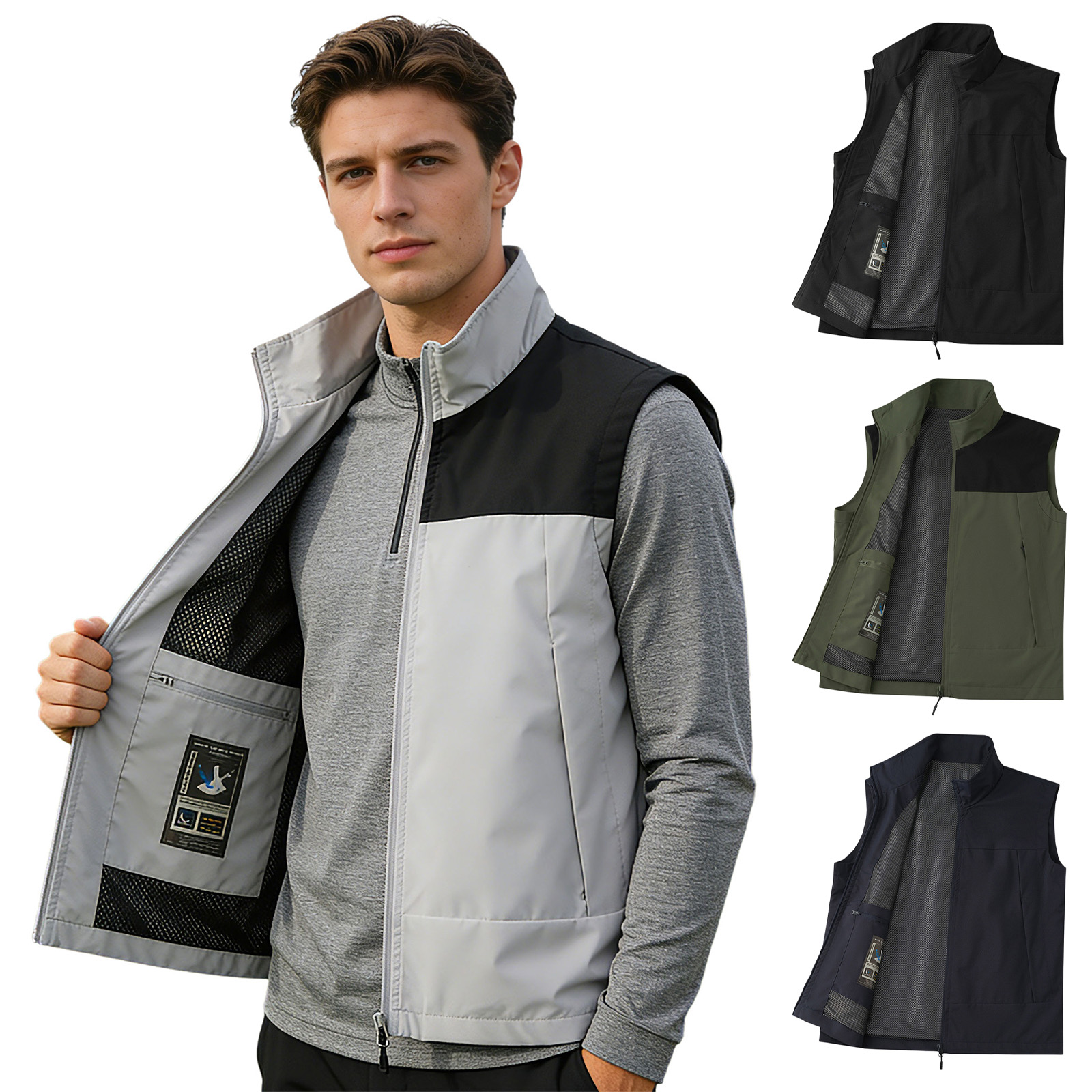 #M-5XL Men Golf Vest Stand Col - đánh giá và giá Outdoor Camping Vest