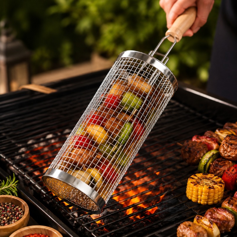 Round Barbecue Grill Basket Se - đánh giá và giá Outdoor Camping Kit